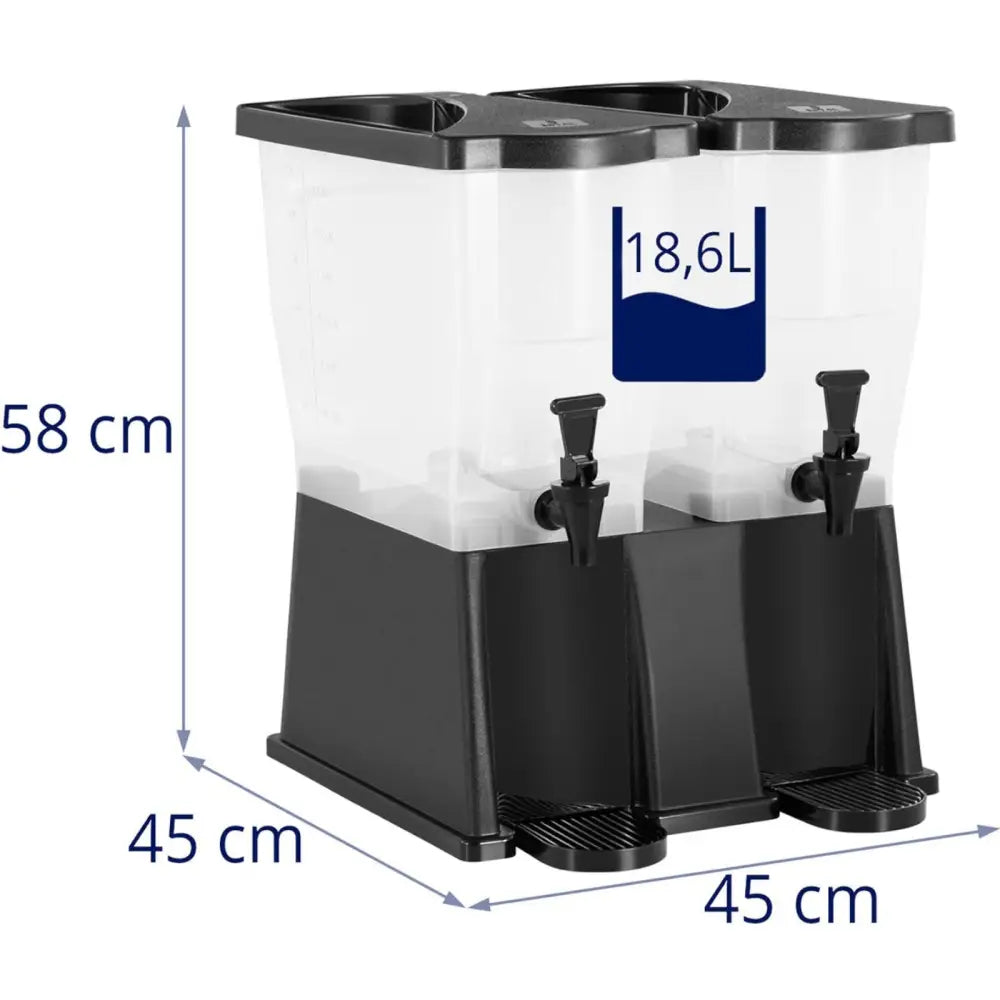Dobbel Plast Drikkeserveringsbeholder M/ Kran 2x 9.3 l