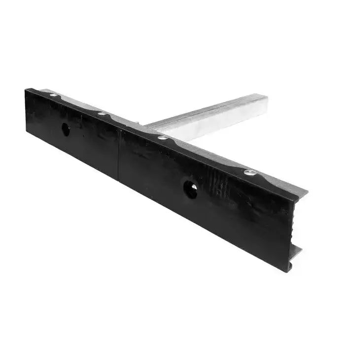 Dobbel sort flatpropp for båthenger, sidebilde med fokus på festeanordning og skruehull i aluminiumsstangen.