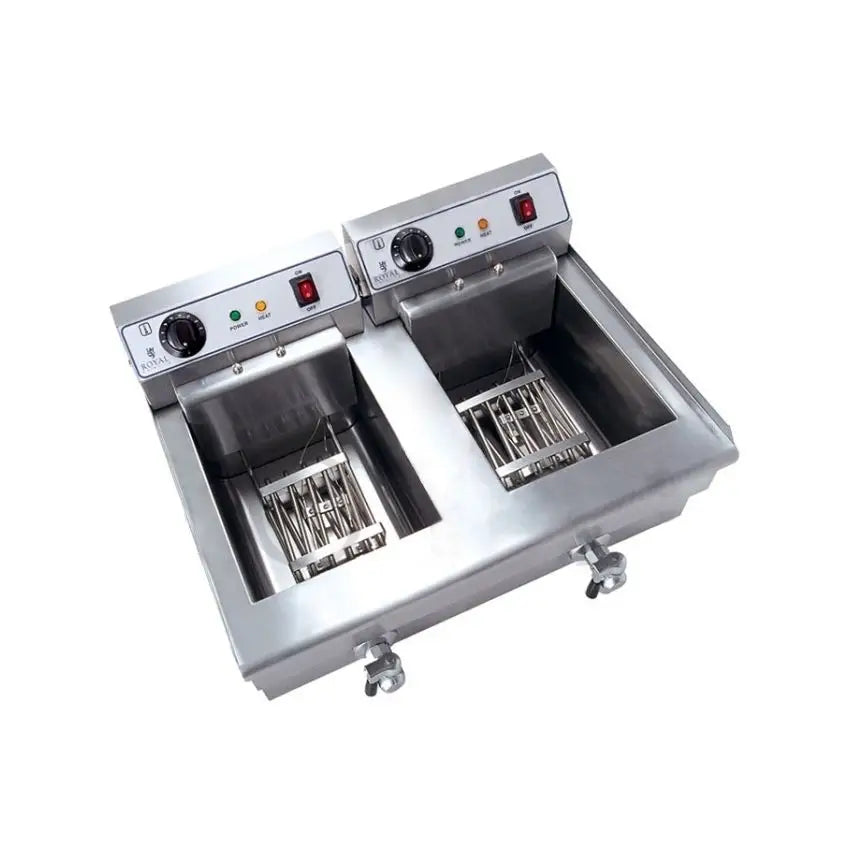 Dobbelt Dobbel Tank Fritert Fryer 2x10l