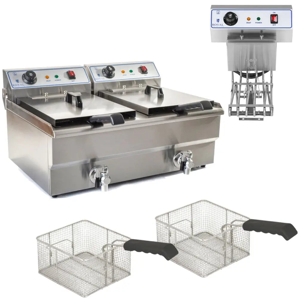 Dobbelt Dobbel Tank Fritert Fryer 2x10l