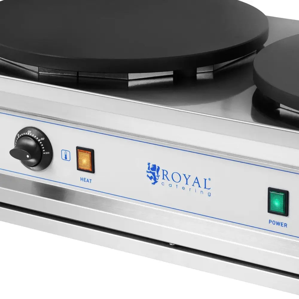 Dobbelt Elektrisk Pannekakestekeapparat med Jernplater 2 x 40cm 2 x 3000 w