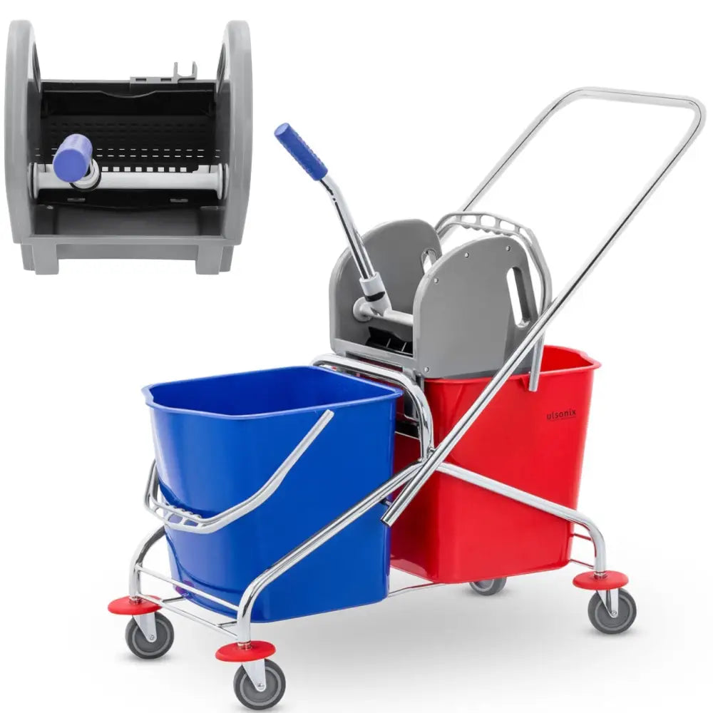 Dobbeltbøtte Moppebøtte med Skvise og Moppholder 2 x 24l