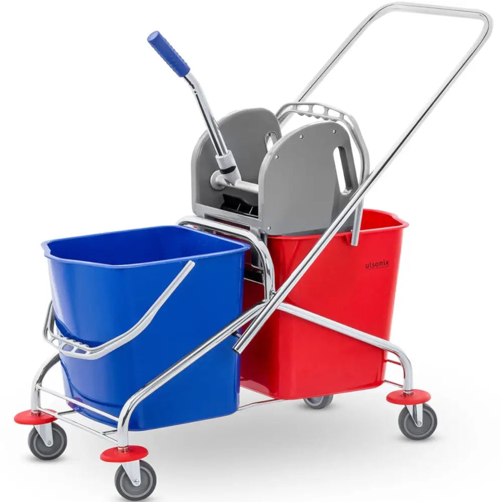 Dobbeltbøtte Moppebøtte med Skvise og Moppholder 2 x 24l