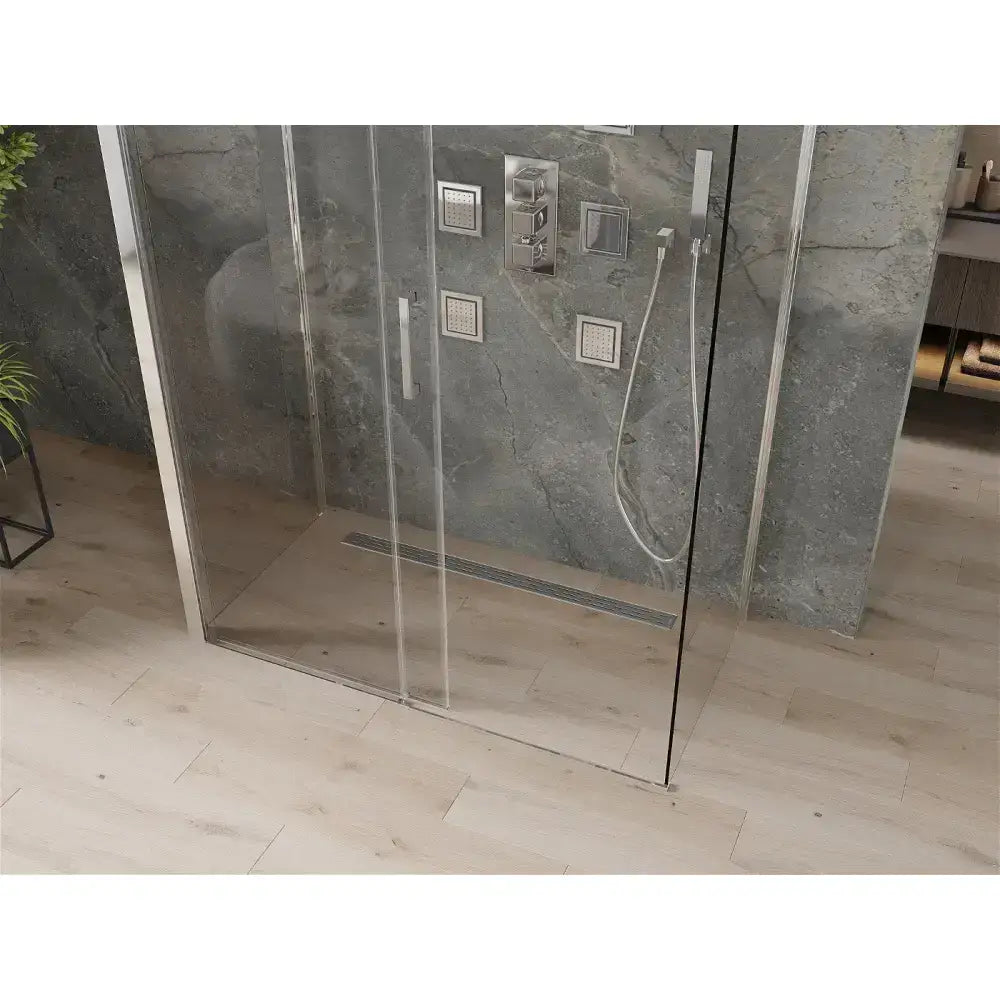 Dusjhjørne 3-vegget med Skyvedør 140x80 Cm Krom