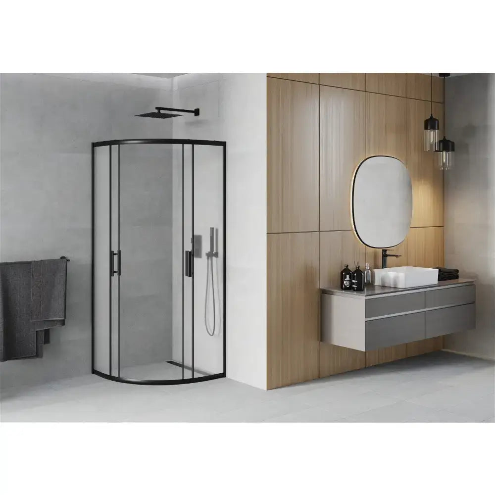 Dusjhjørne 70x70 Cm Frostet Sort