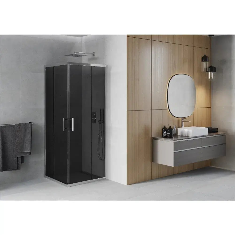 Dusjhjørne 80x80 Cm Grafitt Krom Inngangsbredde (mm): 455