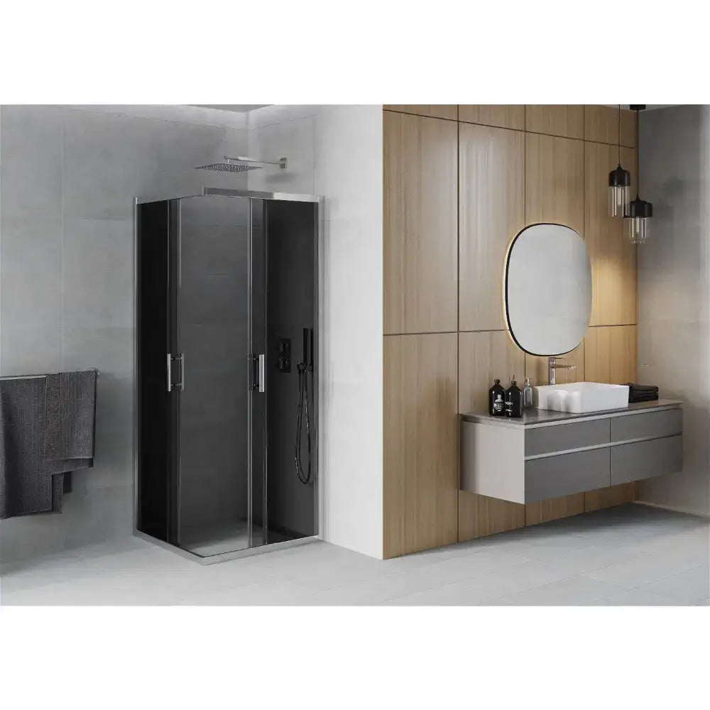 Dusjhjørne 80x80 Cm Grafitt Krom Inngangsbredde (mm): 455