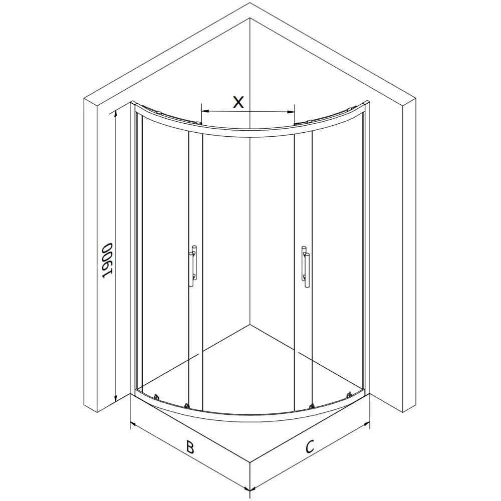 Dusjhjørne 90x90 Cm Striper Svart