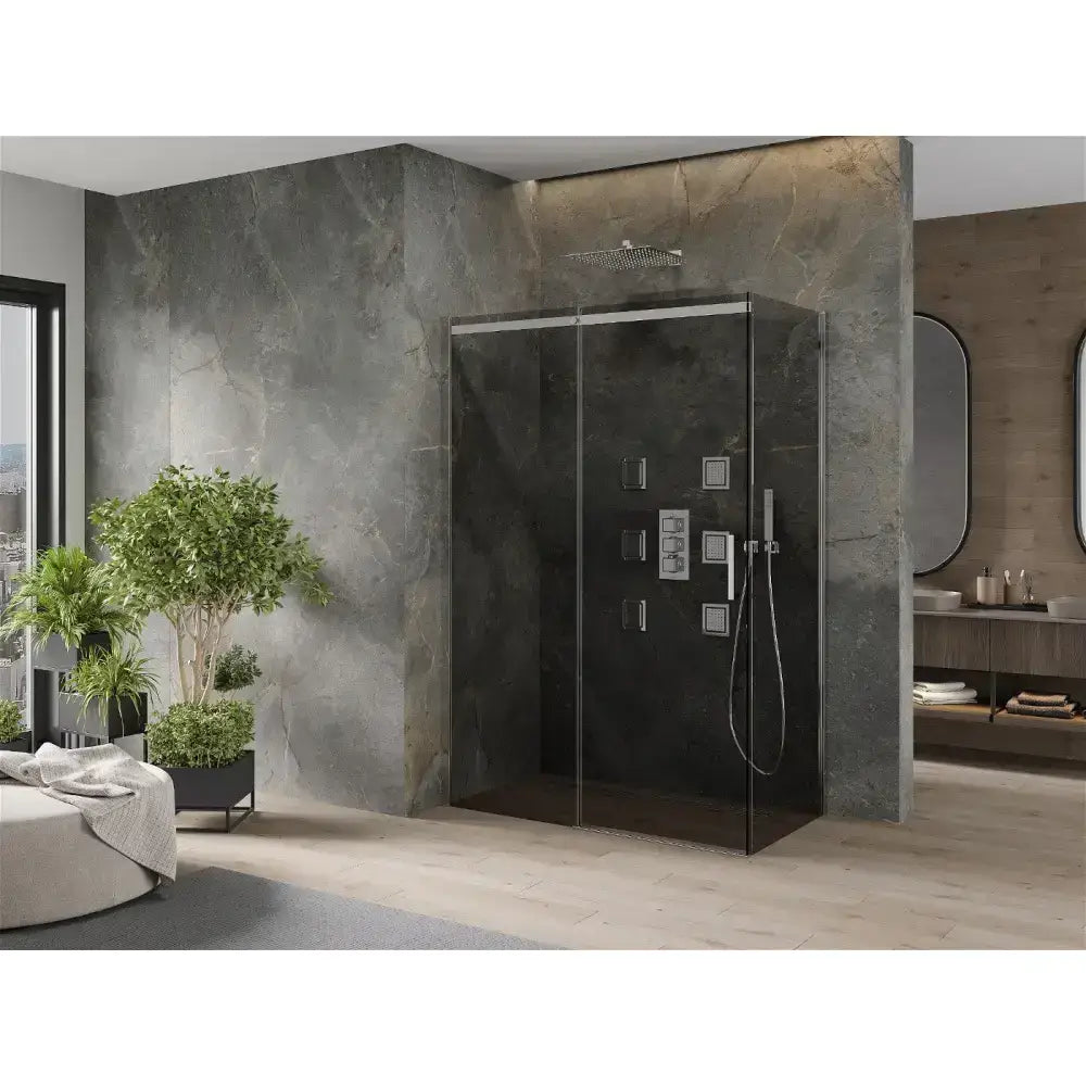 Dusjhjørne med Skyvedør 150x80 Cm Grafitt Krom
