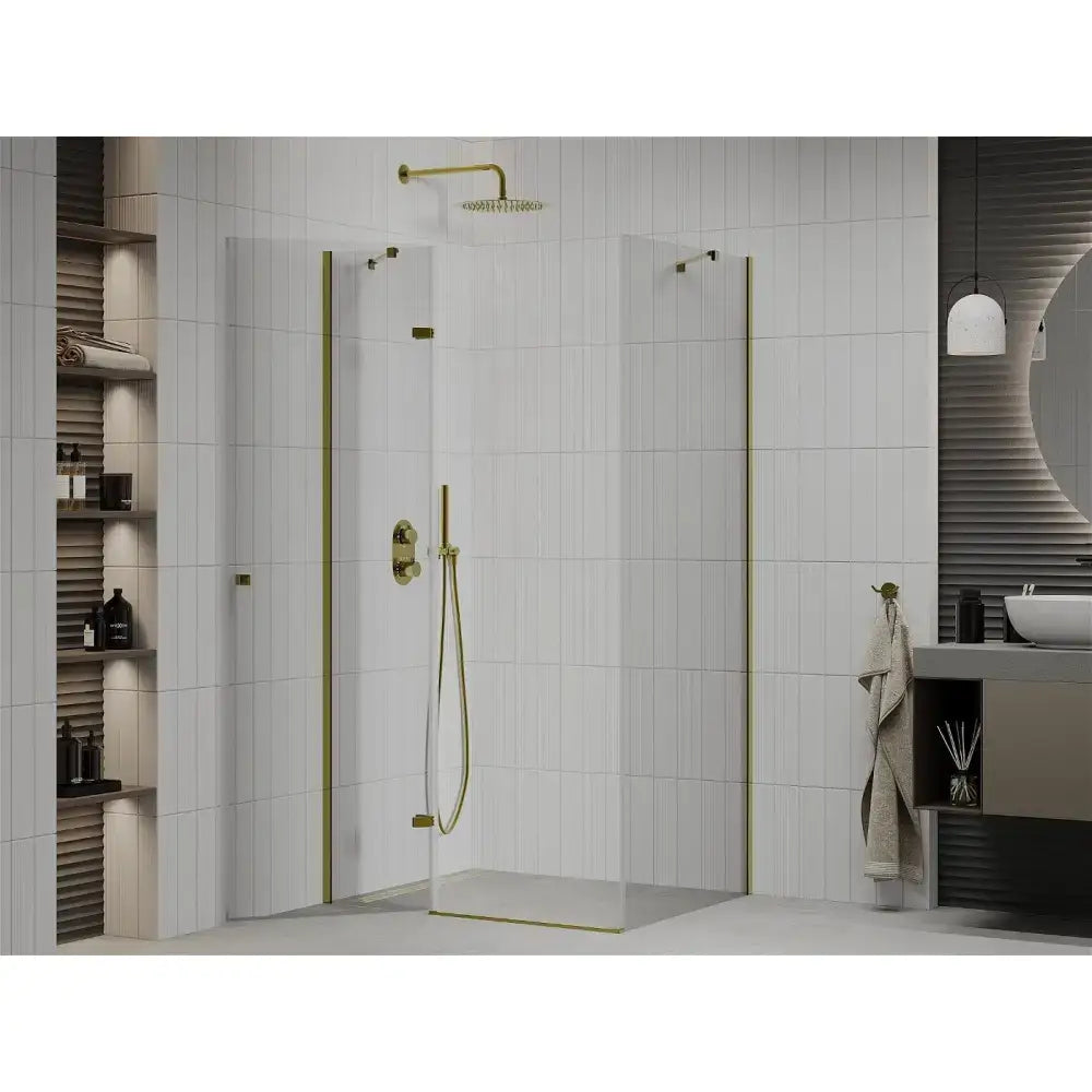 Dusjhjørne med Svingbar Dør 110x100 Cm Gull