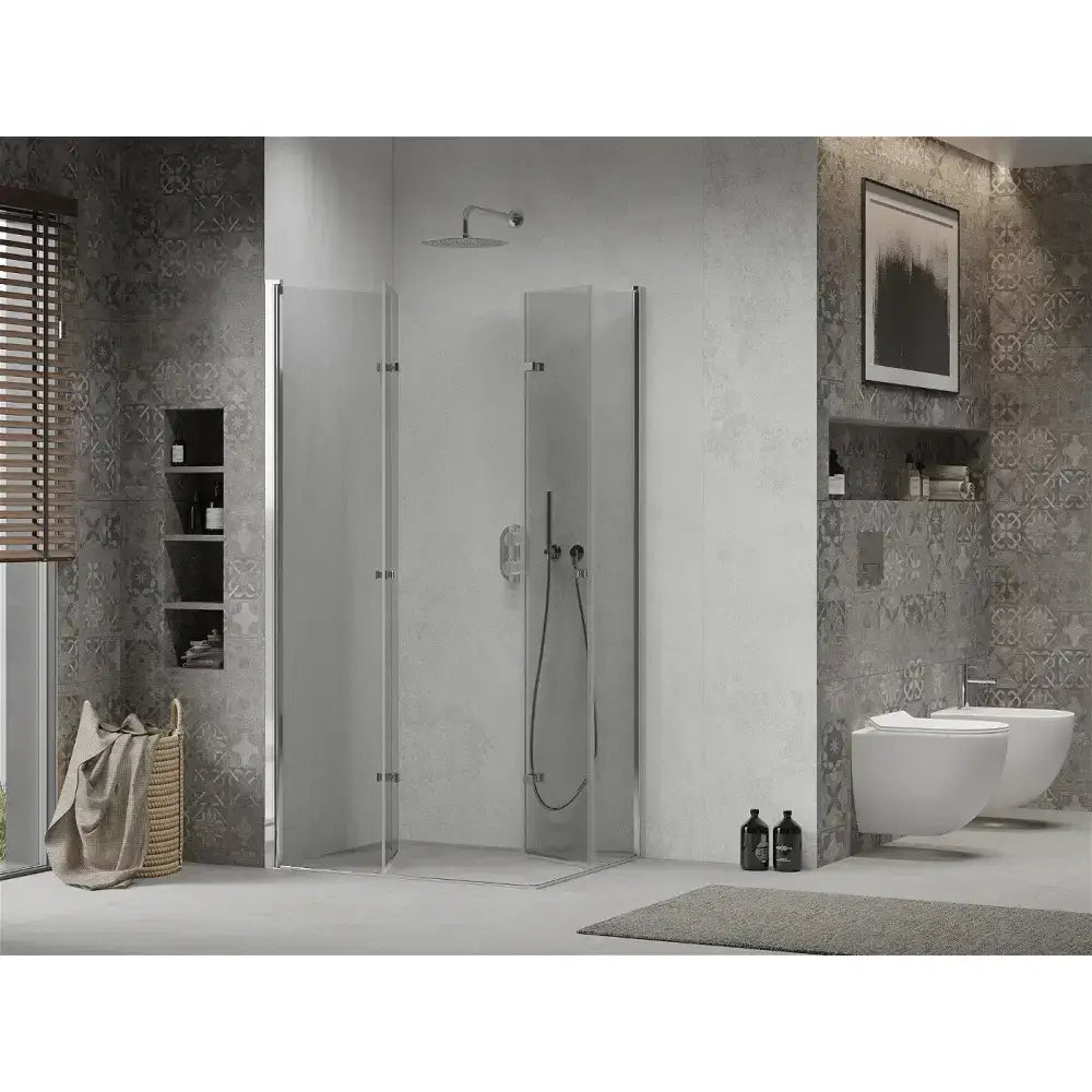 Dusjhjørne Sammenleggbar 80x70 Cm Transparent Krom