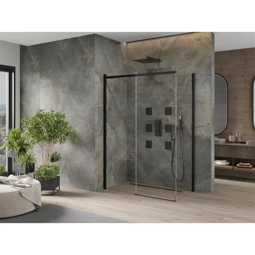 Dusjhjørne Skyvedør 130x70 Cm Svart