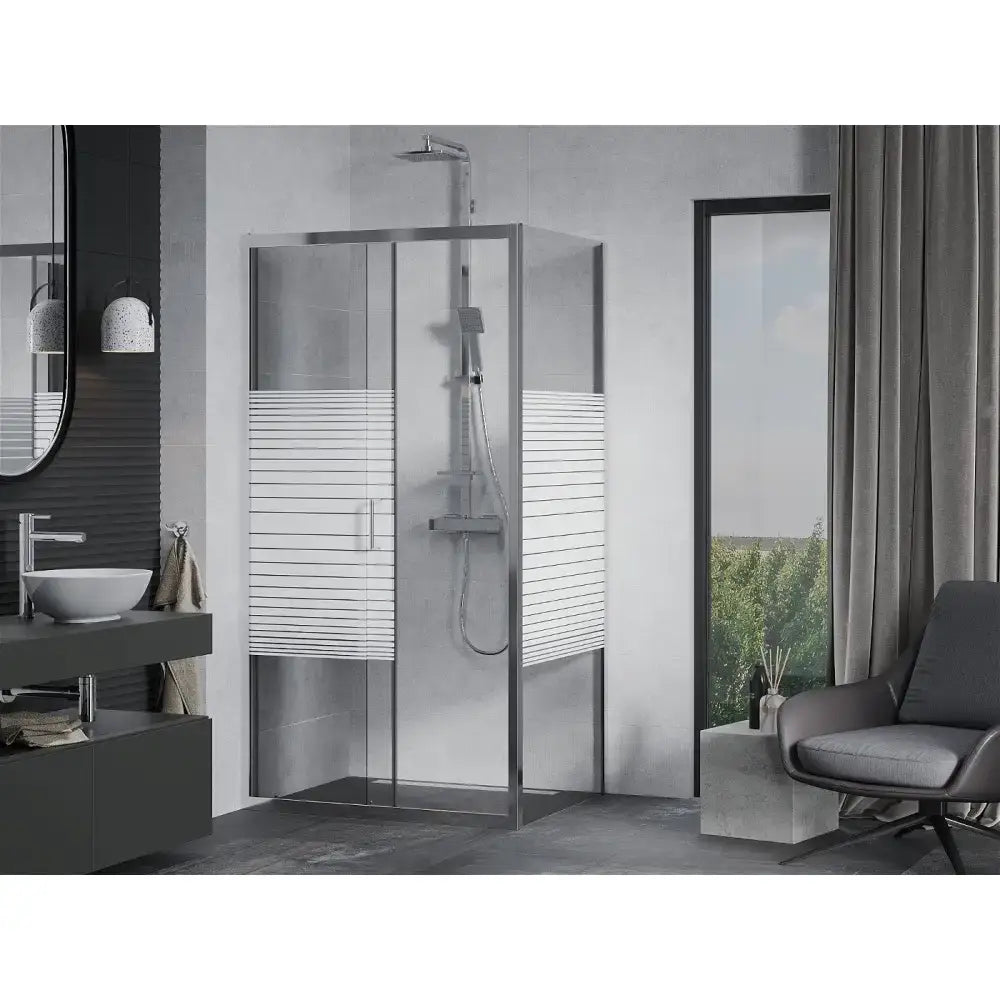 Dusjhjørne Skyvedør 135x90 Cm Striper Krom