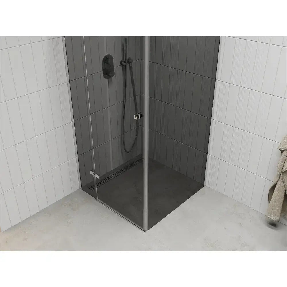 Dusjhjørne Vippebart 100x100 Cm Grafitt Krom