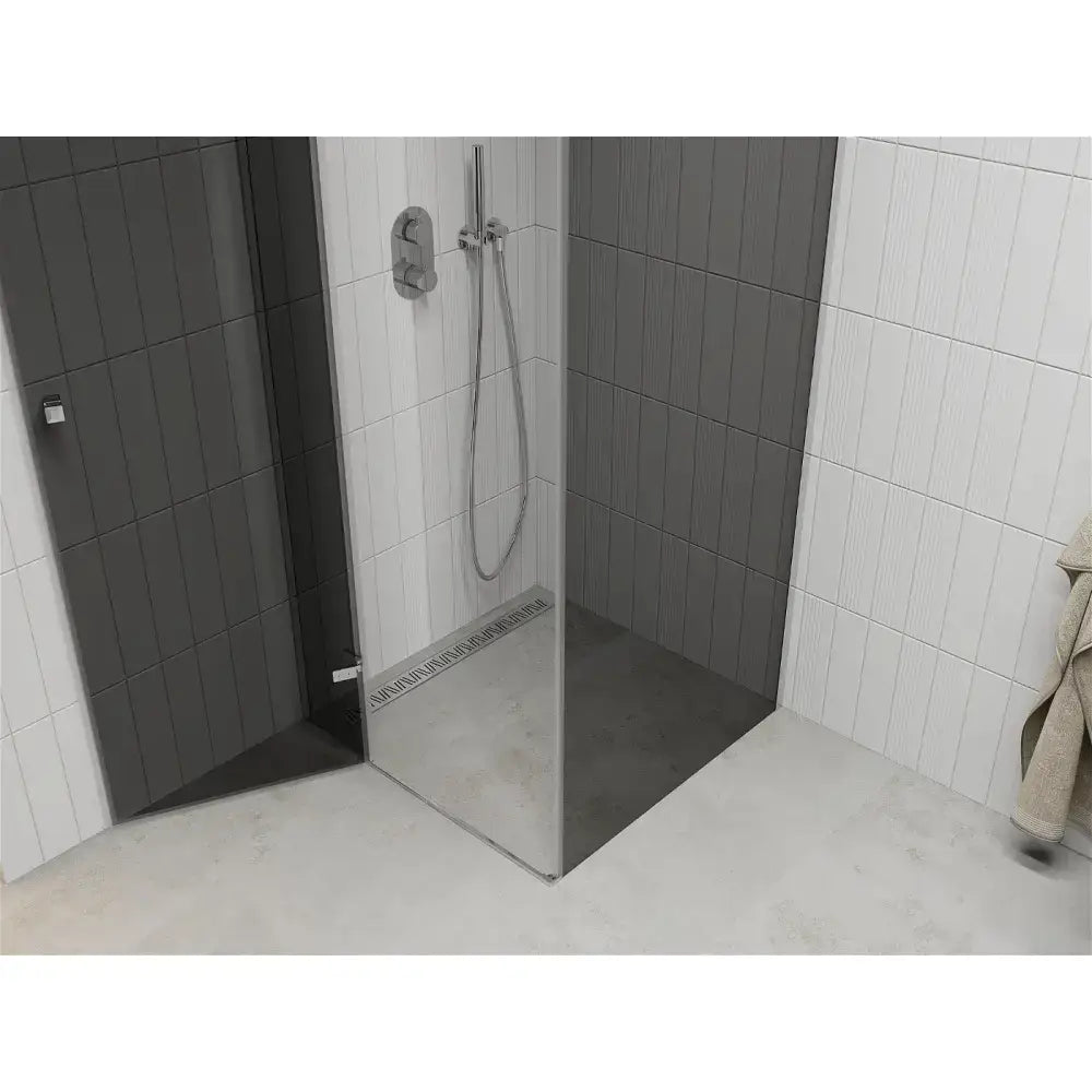 Dusjhjørne Vippebart 100x100 Cm Grafitt Krom