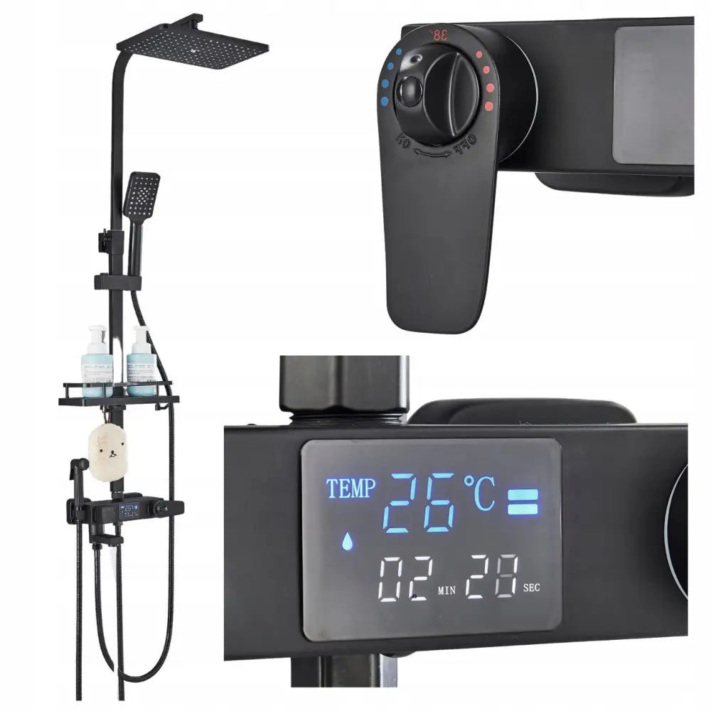 Dusjsett Overflate Montert Baderomsdusj Svart Regndusjhode Ari