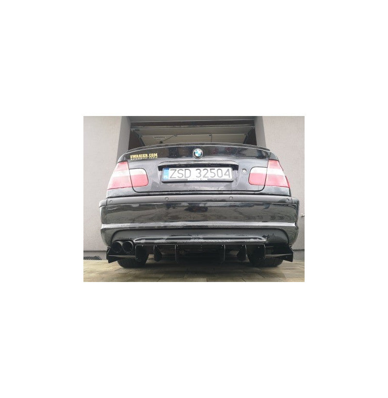 BMW E46 diffusor deler før montering – byggesett i aluminium
