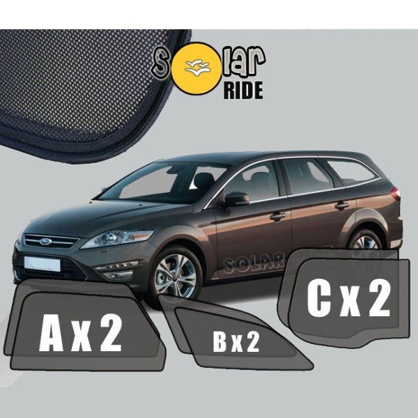 Sr solskjerm i akryl til Ford Mondeo Stasjonsvogn IV med enkel montering og vindavviser-effekt