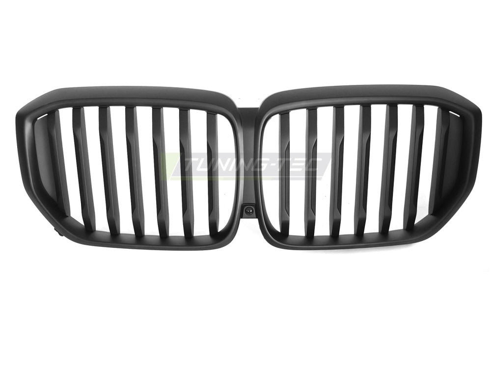 Detaljbilde av Grill X5 G05 LCI 23- matt sort med lamellstruktur og BMW-nyrer.