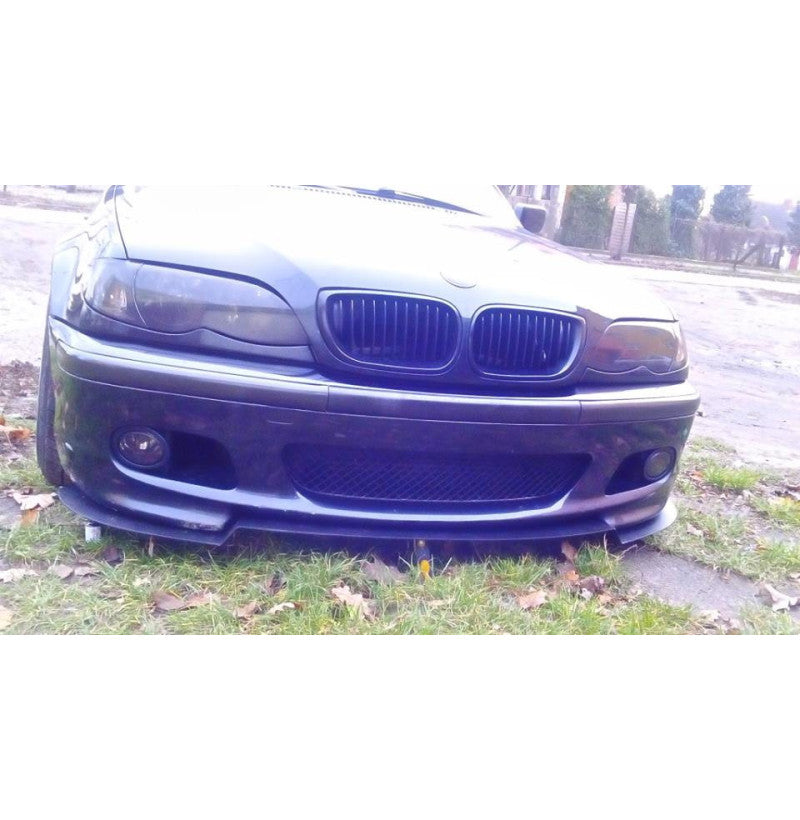 BMW E46 splitter montert på M-pakke frontstøtfanger – racingdesign i 3 mm aluminium
