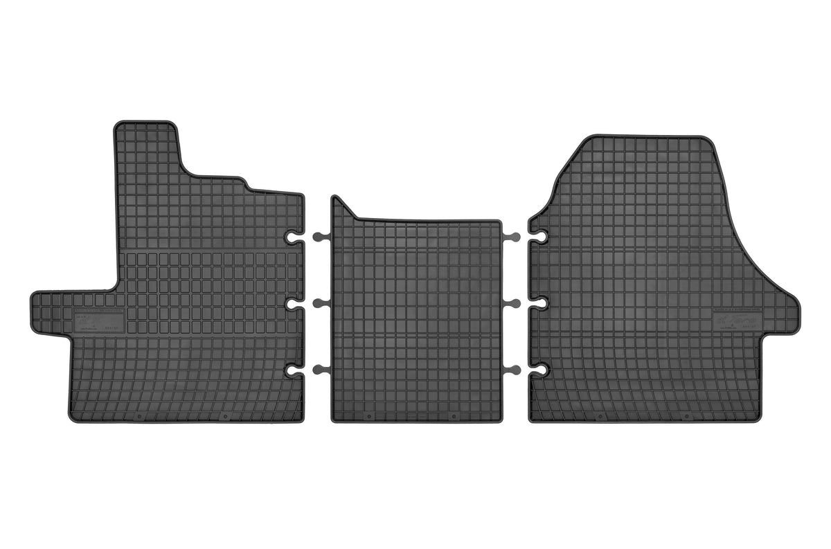 Frogum gummimatter til Fiat Ducato III (2006–) – svart, 3 stk, med 1 cm sidekant og sjakkbrettmønster