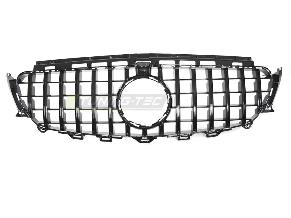Detaljbilde av Grill E-Klasse W213 16-19 sort med lamellstruktur og emblemfeste.