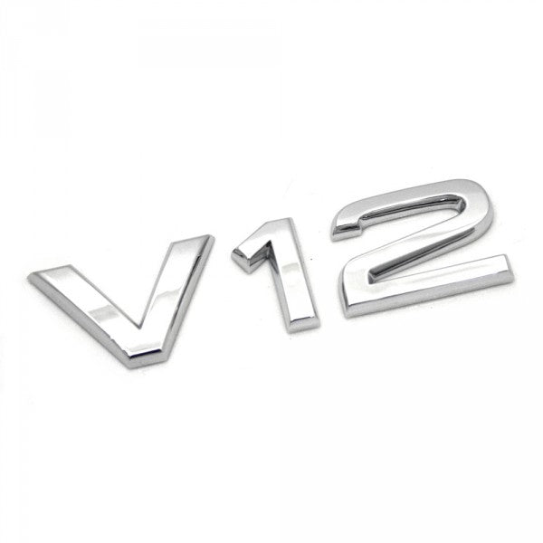 Emblem/logo til Audi V12 Chrome i krom laget av ABS, monteres på bakre skjerm, original Audi-emblem med perfekt passform