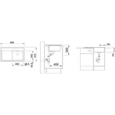 Måltegning Blanco Zenar 45 S – mål 860x510 mm