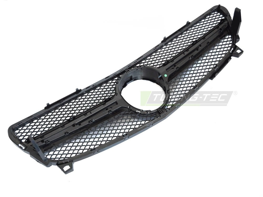 Grill Mercedes A-Klasse W176 15-18 blank sort med festedetaljer.