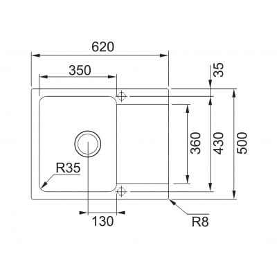 Måltegning Franke Orion OID 611-62 – mål 620x500 mm