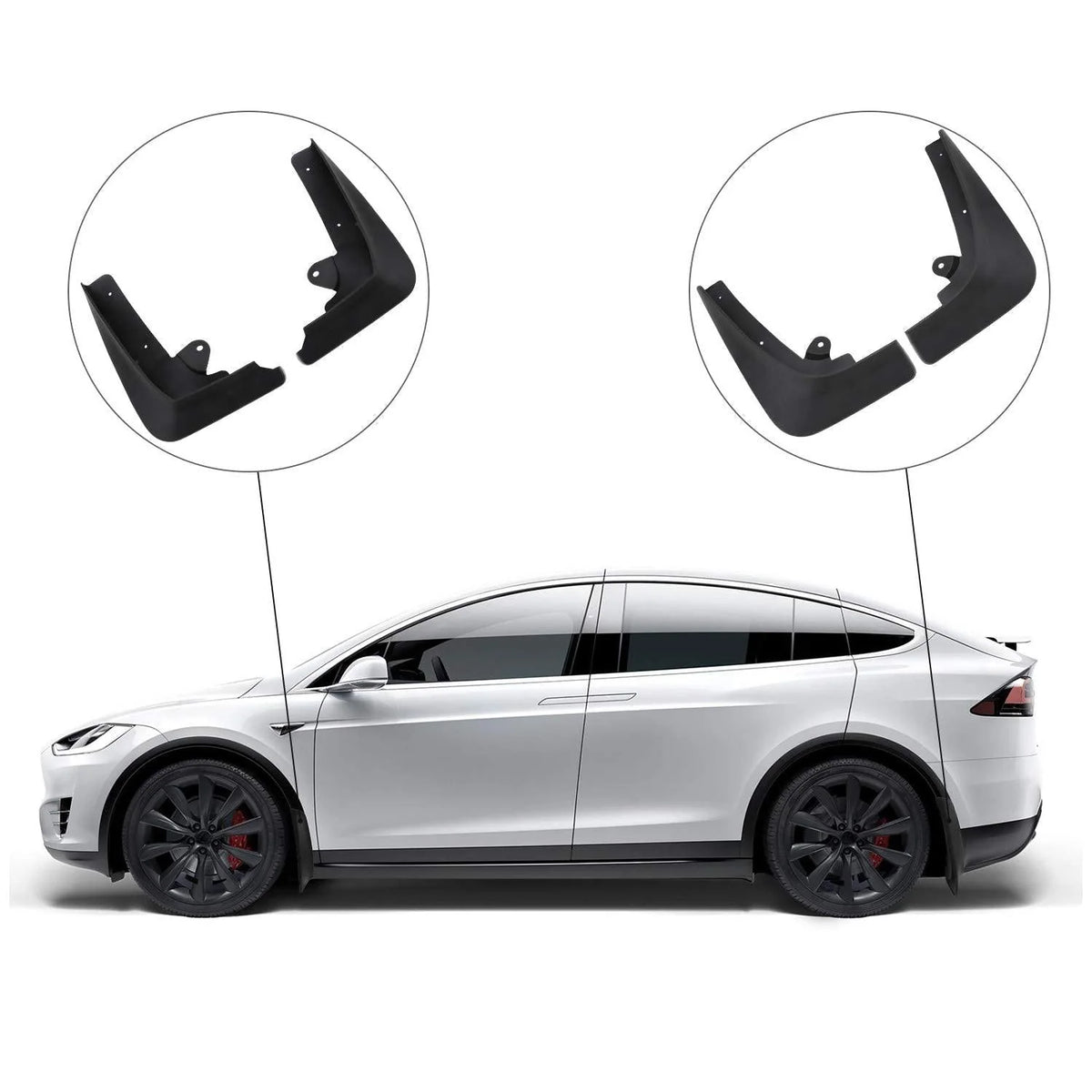 Geparden® skvettlapp til Tesla Model X / sett 4 stk. – polyuretan og ABS materiale
