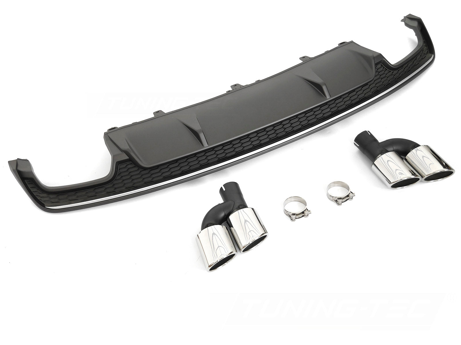 Diffusor Audi A7 C7 2014–2018, twin outlet sølv/svart Sport S Style - ZTAU20