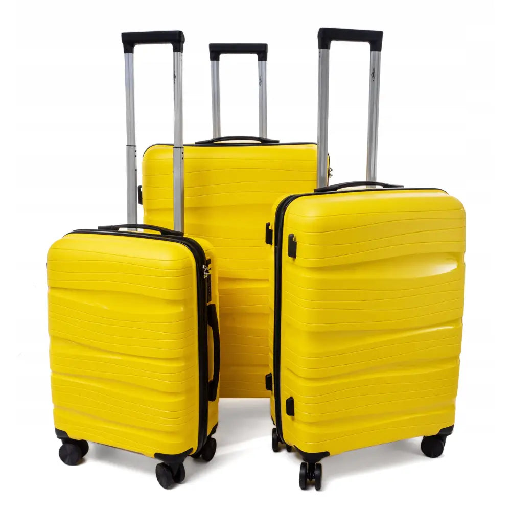Eksklusivt Koffertsett 3-i-1 med Hjul Polypropylen Tsa Lås Gul