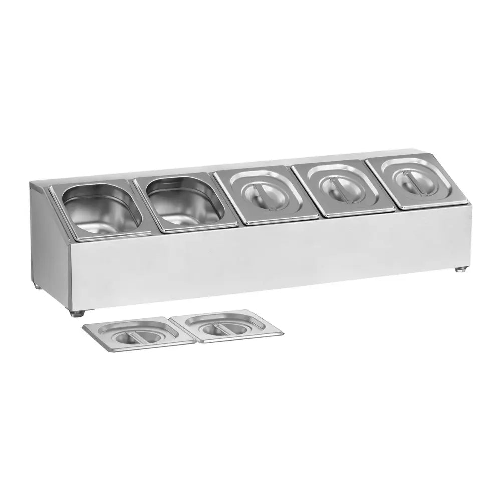 Eksponeringsstativ for 5 x Gn1/6 + 5 x Gastronormbeholdere