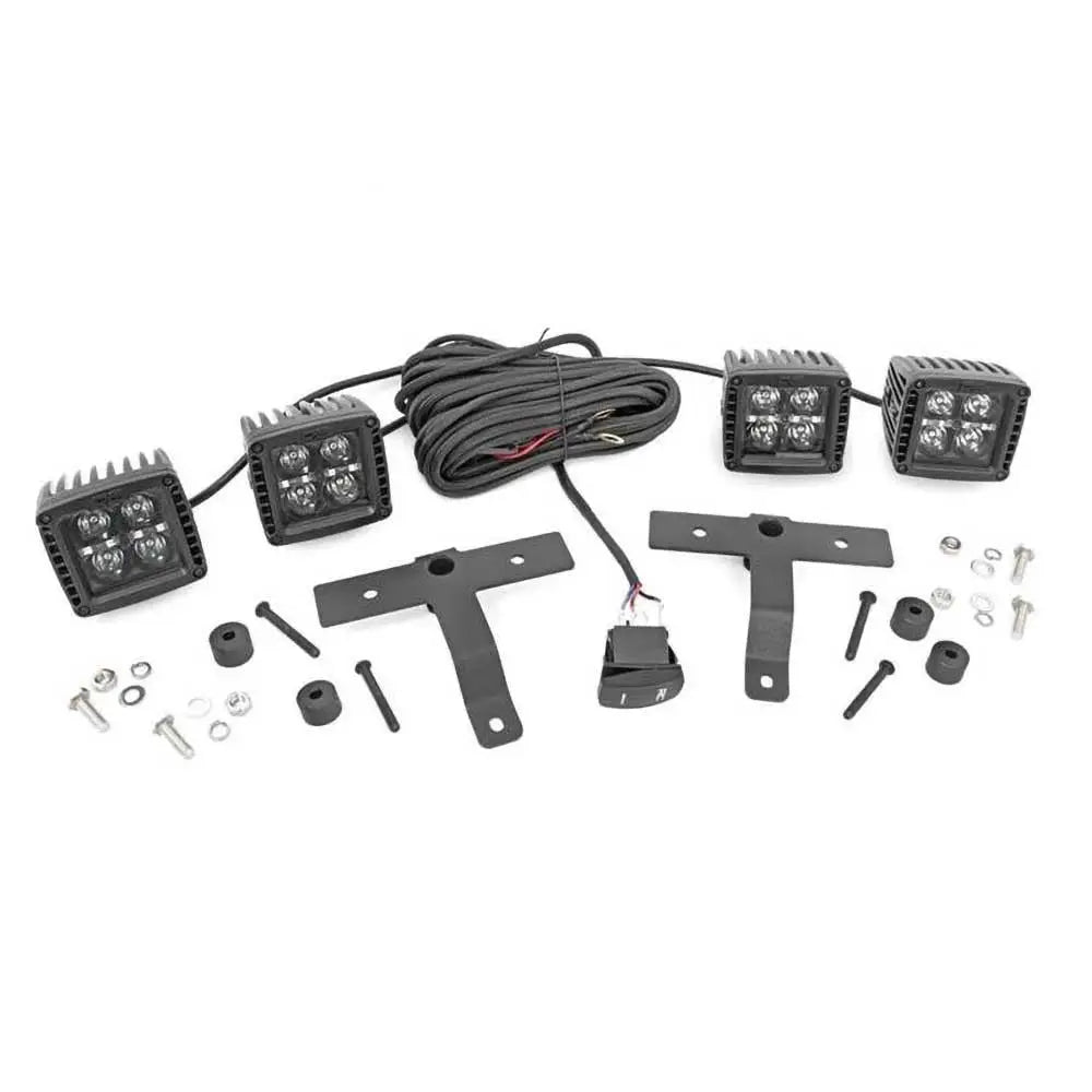Ekstralys Led 2’’ Firkantet Hvite Drl Rough Country Black Series - Jeep Wrangler Jl 2 d 18-