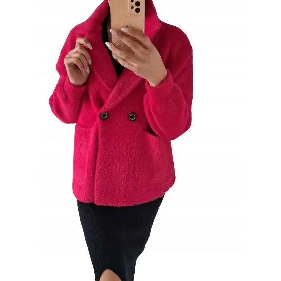 Elegant Alpakka Kort Jakke - Rosa