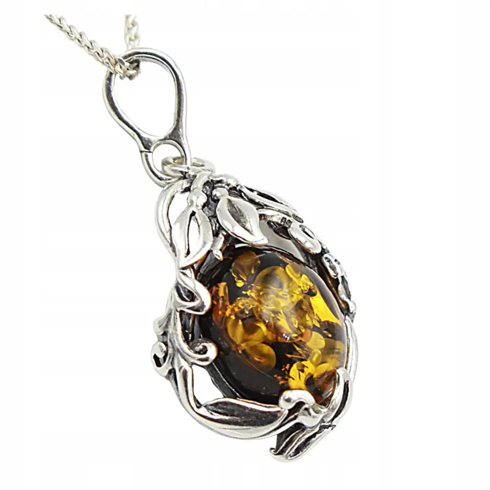 Elegant anheng i sølv med baltisk rav – håndlaget gave