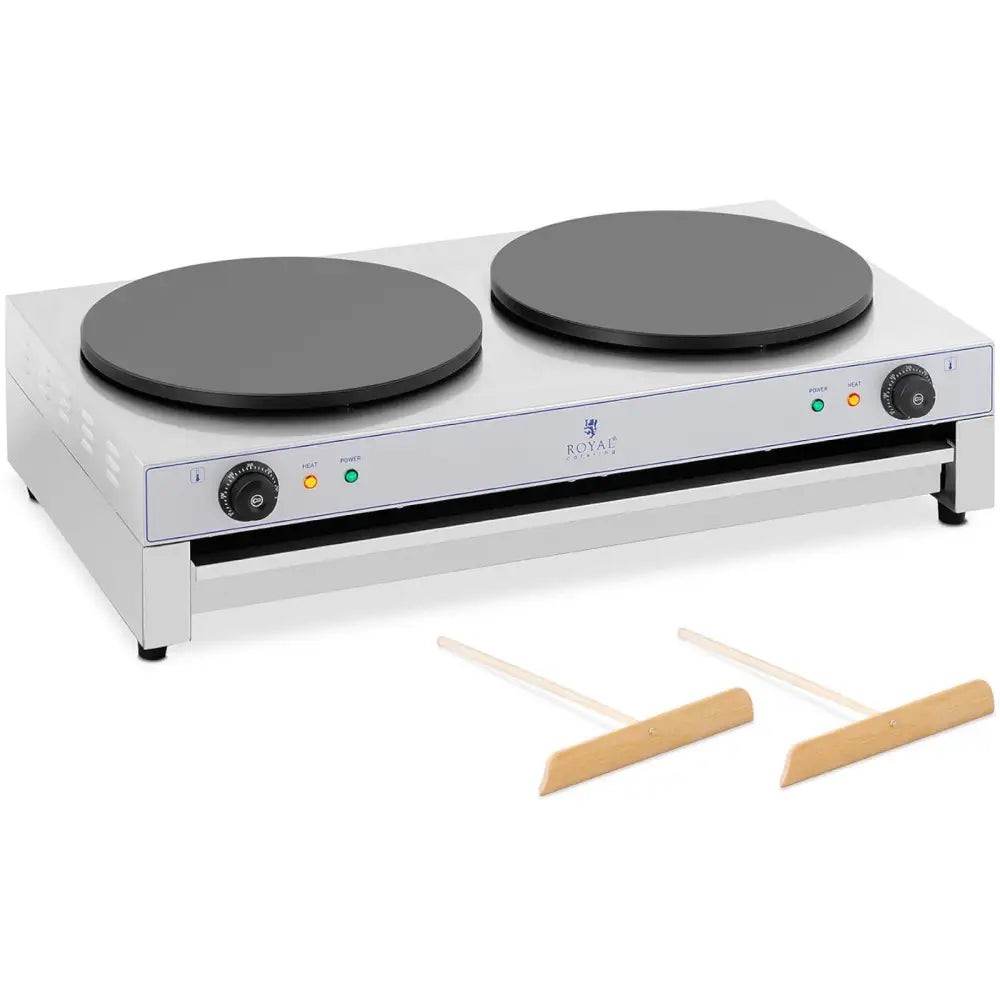 Elektrisk Dobbel Pannekakeruller med Skuff 230v 40 Cm 2 x 3000 w