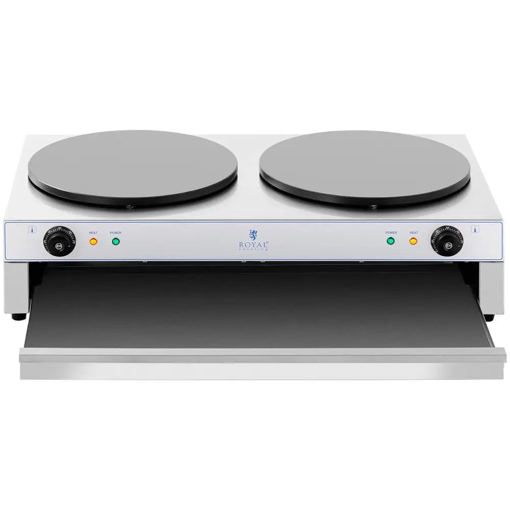 Elektrisk Dobbel Pannekakeruller med Skuff 230v 40 Cm 2 x 3000 w