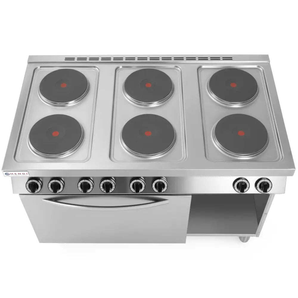 Elektrisk Frittstående Komfyr med 6 x 2.6kw og Gn1/1 Ovn 3kw 120cm Bred.