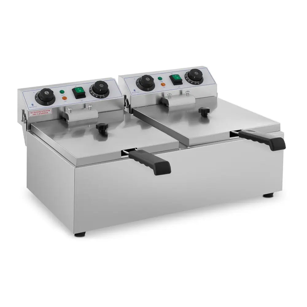 Elektrisk Justerbar Gastronomisk Fritøse med Timer - 230 v 2 x 3200w 2 x 10 l