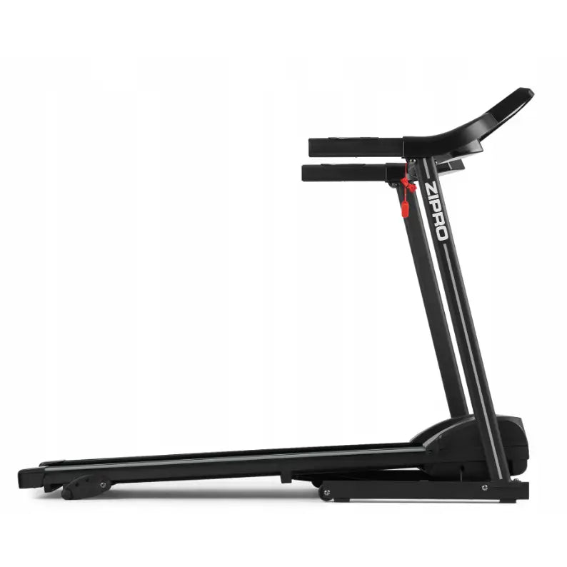 Tredemølle Zipro Colt sett fra siden, viser røde sikkerhetsdetaljer og ZIPRO-logoen på rammen.