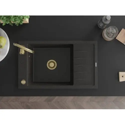 Elias Kjøkkenvask 1 Kum 795x480 Mm Svart/gull - 6511791005-75-g