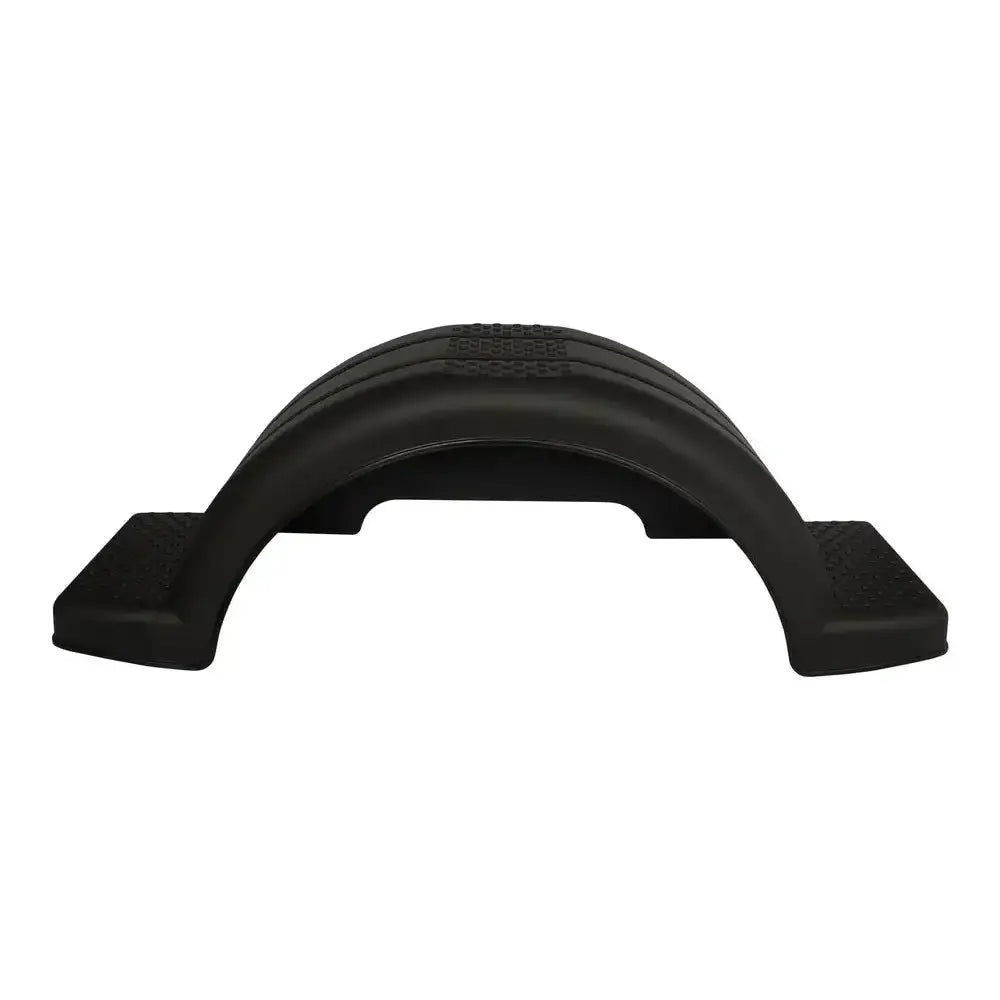 Enkelt skjerm for tilhengere, sideprofil som viser svart buet plast og tekstur på endene og toppen.