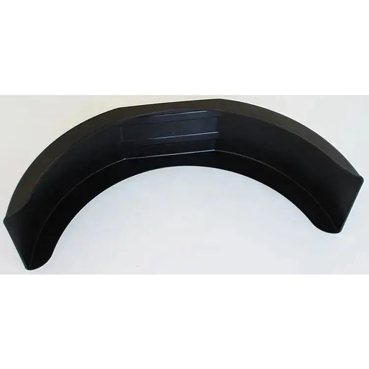 Enkelt skjerm for tilhenger 14'', sett ovenfra med buet sort plast og markant midtre forhøyning mot lys bakgrunn.