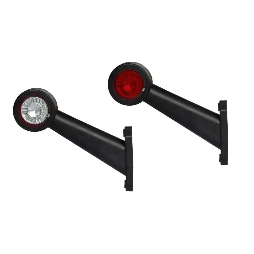 LED klaringslamper HORPOL LD 726, venstre og høyre, sett fra siden med rød og hvit linse.