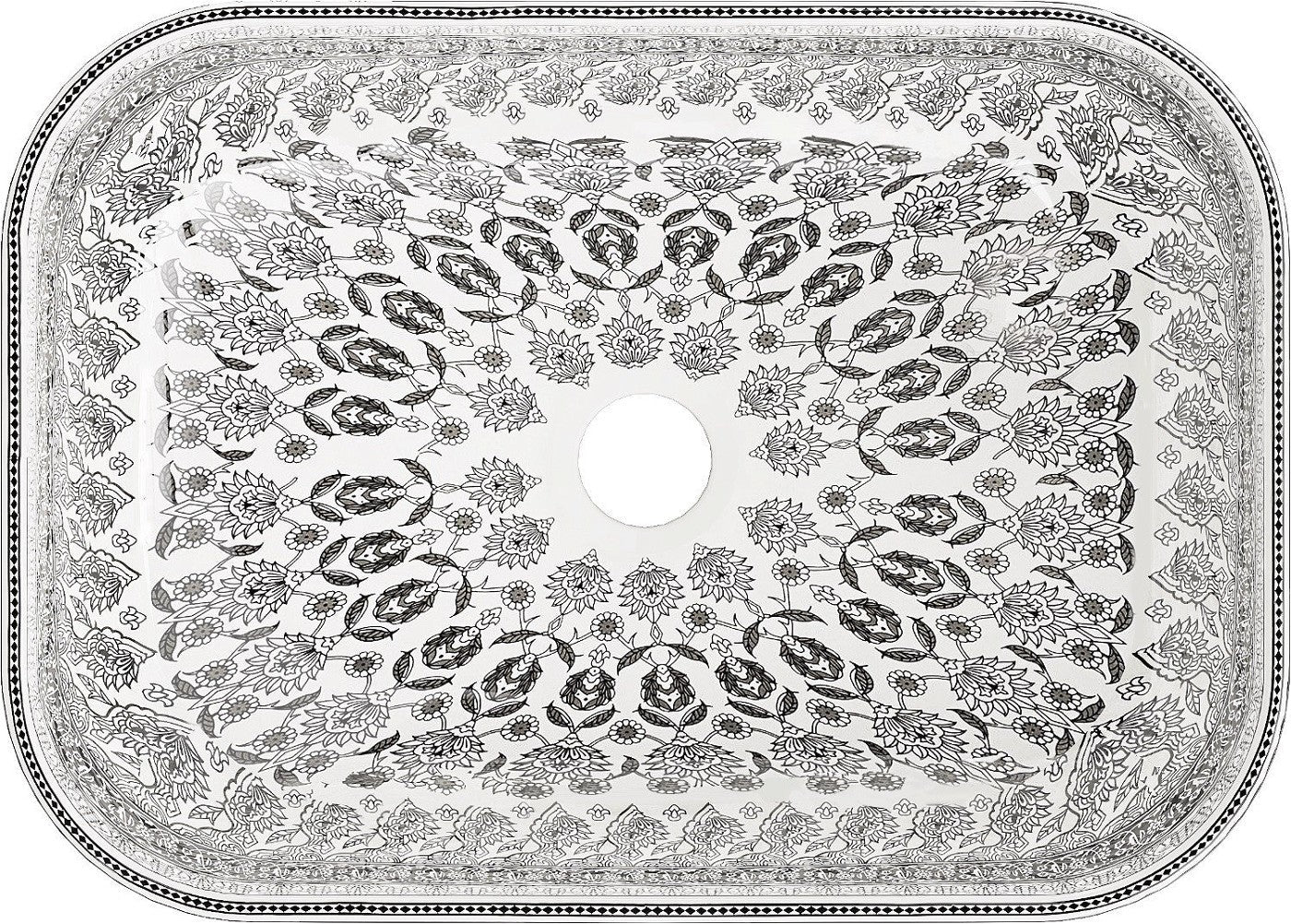 Mexen Rita overflatevask 45 x 32 cm, hvit/svart mønster