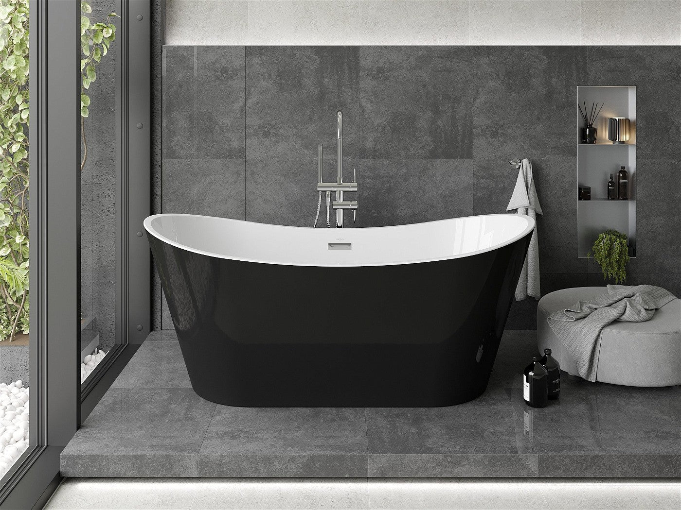 Mexen Montana frittstående badekar 170 x 80 cm, hvit/svart