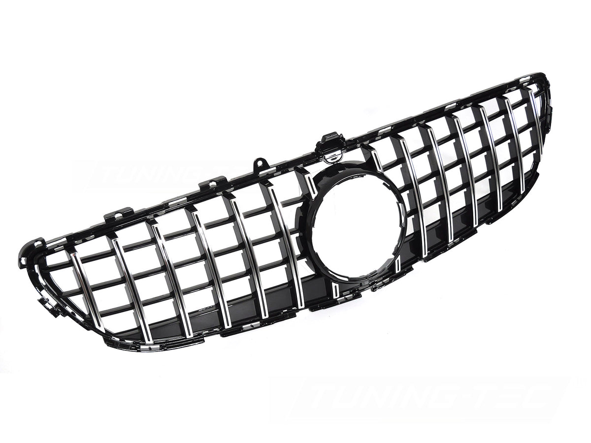 Grill Sport Blank Sort Krom til Mercedes CLS C218 14-18 sett rett forfra på hvit bakgrunn.