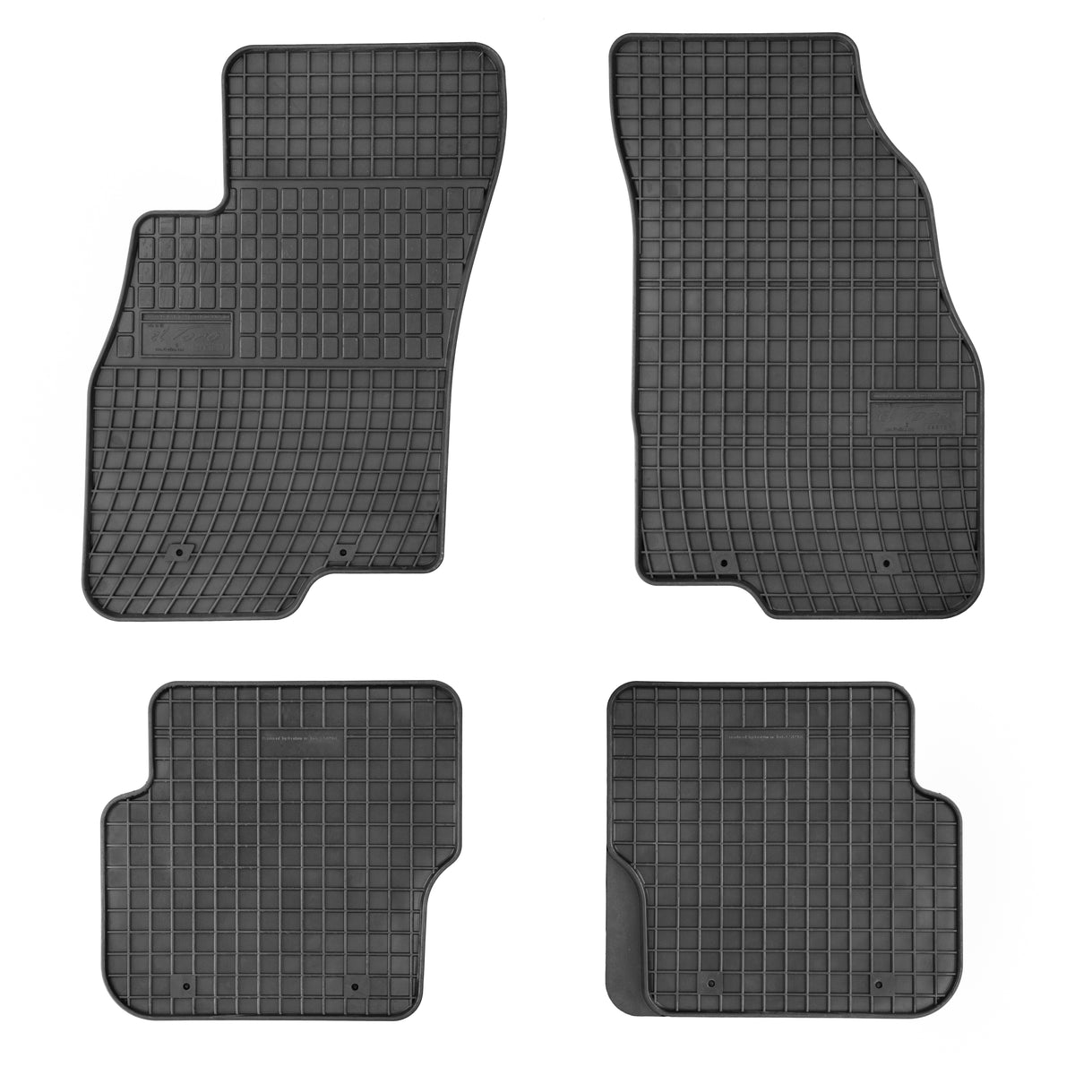 Frogum gummimatter til Fiat Punto / Punto Evo (2012–) – svart, vanntett, sett med 4 matter med 1 cm sidekant